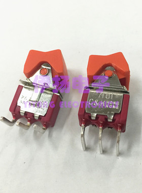 C&K美国原装进口船型钮子开关 7101 正弯3脚2档 橙色帽 带固定脚