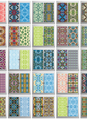 矢量设计素材 25张异域民族风格花纹彩色纹饰图案商务名片模板EPS