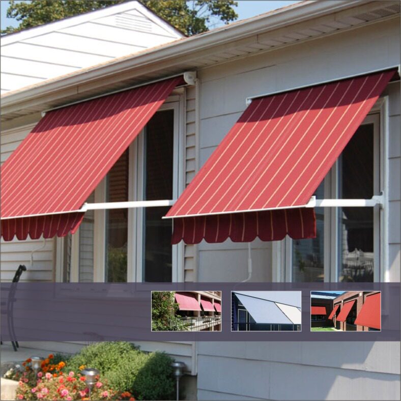 厂家定制美式摆臂卷帘咖啡店室外窗口电动手动伸缩窗式遮阳棚雨棚