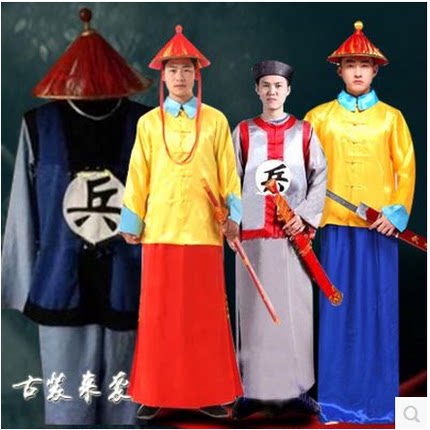 清朝御前侍卫官兵服 御林军清兵古装衙役带刀侍卫影视服装黄马褂