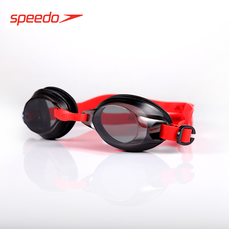 Speedo/速比濤 防水防霧 游泳眼鏡 男女通用 訓練泳鏡 經典紅黑