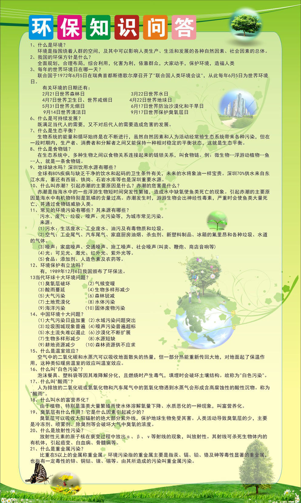 732海报印制展板写真喷绘贴纸391环保知识问答宣传栏