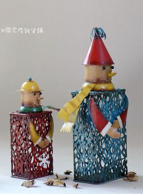 镂空圣诞节积木人偶礼物盒摆件