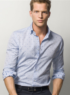 现货Massimo Dutti男装正品 男士提花薄纱图案衬衫 0105419