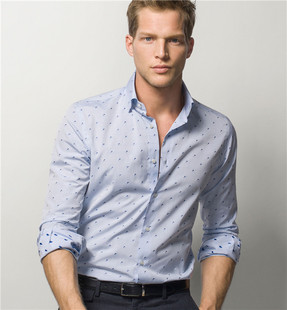 现货Massimo Dutti男装正品 男士提花薄纱图案衬衫 0105419