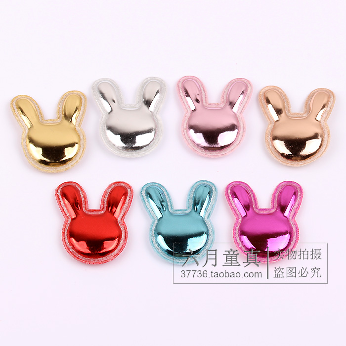 韩版PU亮皮兔子布贴 儿童手工diy发夹发卡 婴幼儿发饰头饰品配件