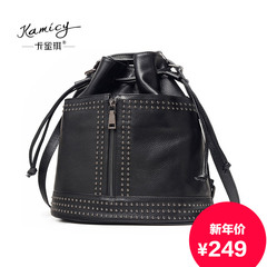 Camilla Qi 2016 new fashion leather women bag rivet bag on campus diagonal shoulder bag backpack