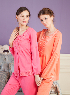 秋季新品睡衣套装女士长袖纯色棉质家居服休闲舒适10603