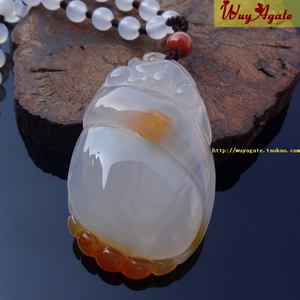 马料纯天然原色无烧俏色玉髓玛瑙貔貅吊坠项链水润通透复古百搭女