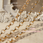 DIY包挂件饰品配件链条5mm 没有扣 6MM金属链o型链 浅金色