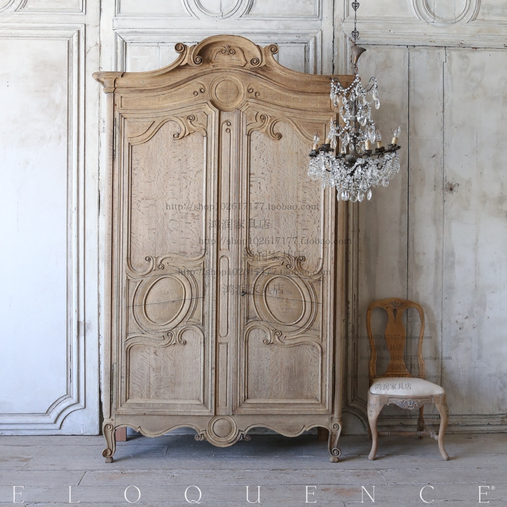 欧洲出口实木家具 法式实木雕花橡木大衣橱 法国橡木仿古衣柜