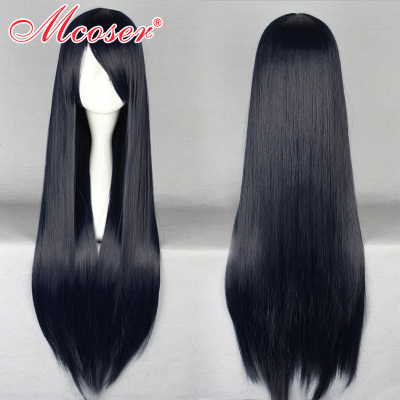 taobao agent The original version of the Prison Academy, Li Garden Wanli Nine Tail Demon Fox Azu Dark Blue 80cm long straight hair cos wigs