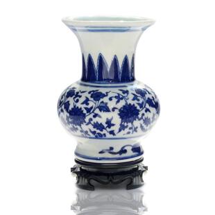 仿古典家居饰品 中式 博古架摆件青花瓷 景德镇陶瓷器迷你小花瓶