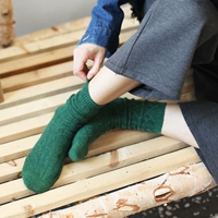Rex thỏ mùa thu và mùa đông dày ấm len ngắn vớ retro Bắc Âu gió Sen vớ vớ rắn màu cơ bản vớ - Bít tất nữ vớ 