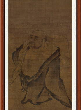 装饰画国画名人字画水墨书法客厅高清书画作品梁楷布袋和尚赠装裱