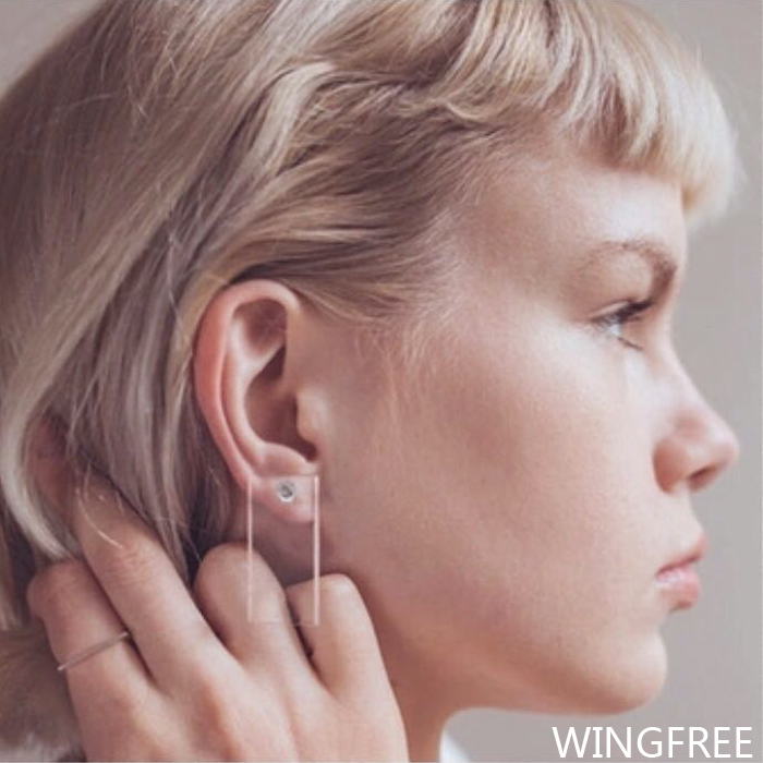回饋老客戶 WINGFREE隨意門Trifari高端優雅有機玻璃透明幾何耳釘