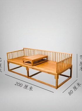 一方百榆 仿古老榆木 罗汉床实木 新中式禅意桌子小茶几