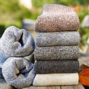 冬季袜男纯色棉袜加厚加绒毛袜子男士毛圈毛巾袜中筒袜老人保暖