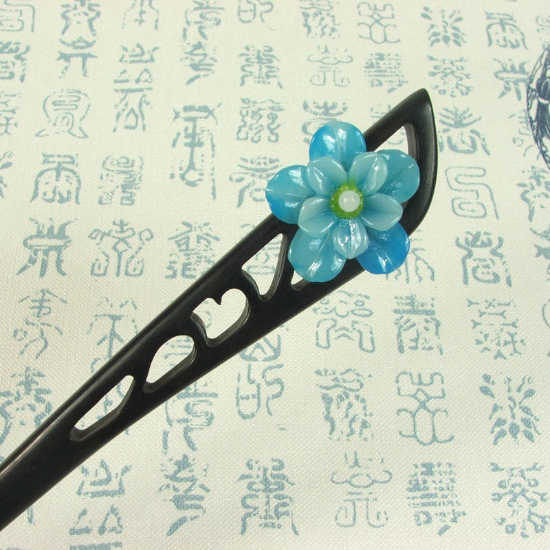 唐兰玉花创意古典手工发簪黑檀木簪子盘发步摇发饰古代古装头饰品