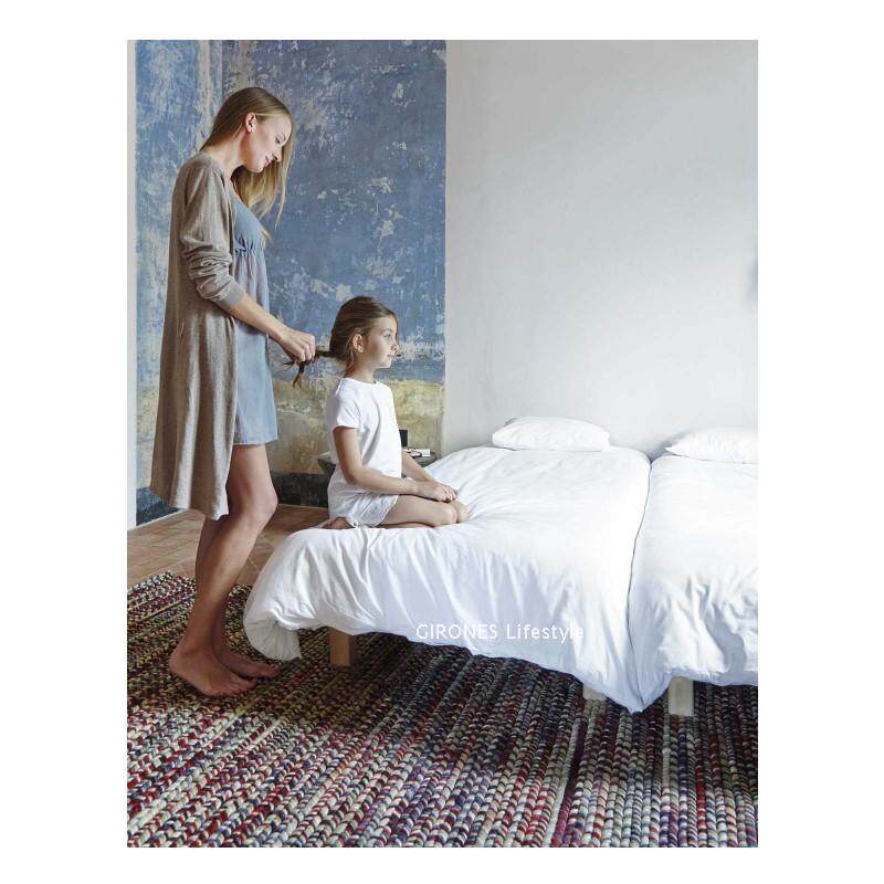 GIRONES西班牙进口手工多色混合编织纯羊毛时尚简约家居地垫地毯