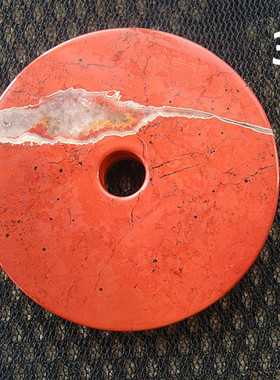 保真 天然红竹石苍璧礼天直角 怀古平安扣 大号