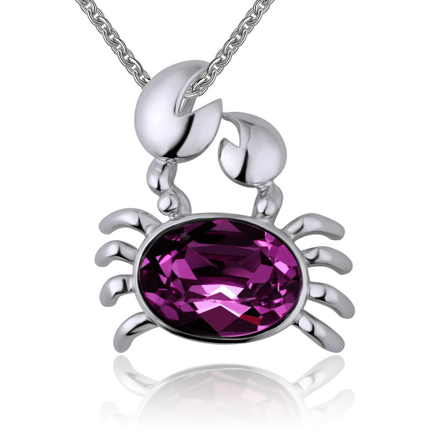 纯银项链巨蟹座生日礼物刻字吊坠