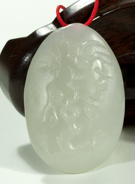 钰达和田玉喜上眉梢挂件 喜鹊梅枝如意玉吊坠好运玉挂坠 948