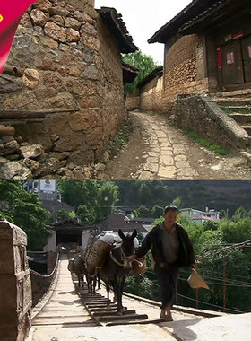 茶马古道 骡子马交通茶叶运输索道 古村石子路 实拍视频素材