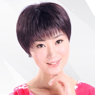中老年新款真发头套短发 女 中年假发 女款妈妈假发 女士假发套