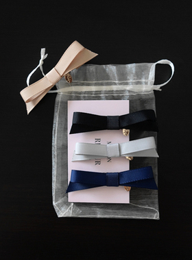 日本发饰rinka梨花经典简单复古大蝴蝶结边夹刘海夹发卡顶夹