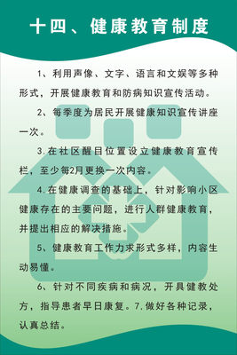 729海报印制写真喷绘898社区服务中心制度及科室牌30健康教育制度