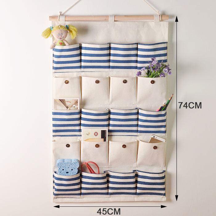 棉麻壁挂墙门后卡片杂物收纳袋