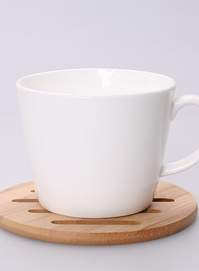 4号茶杯 水杯子骨瓷杯子带把纯白色透明骨质瓷出口高档 容量500ml