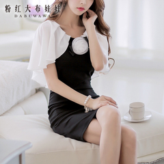 Dress big pink doll summer 2015 new black and white mantle socialite style slim dress