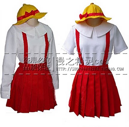 包邮樱桃小丸子cos/cosplay裙子 衣服 帽子 服装