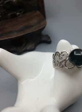 925银镀白金镶水钻珠蓝珀缠绕