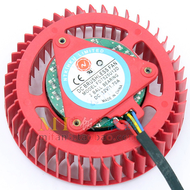 r9 290公版涡轮 ati amd fd7525u12d 1.70a 4线pwm温控 显卡风扇