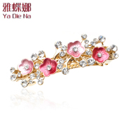 Ya na rhinestone Barrettes Korea Crystal tiara hair accessories hairpin clip female cross clamp Q0170