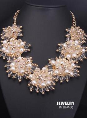 欧美时尚大牌女配饰品大花朵项链