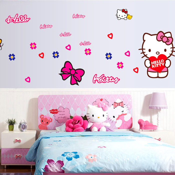 包邮hellokitty凯蒂猫墙贴纸卧室儿童房温馨卡通装饰背景墙壁贴画在类目 家居饰品, 贴饰, 墙贴中 - 来自Buy2taobao.com提供专业的淘宝代购服务