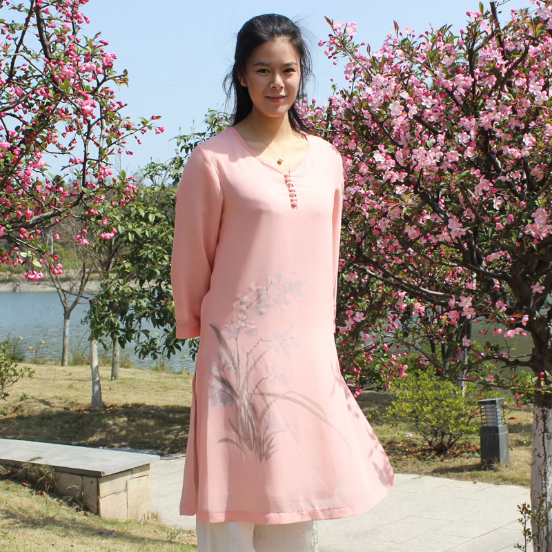 手绘长裙棉麻夏季武当练功服