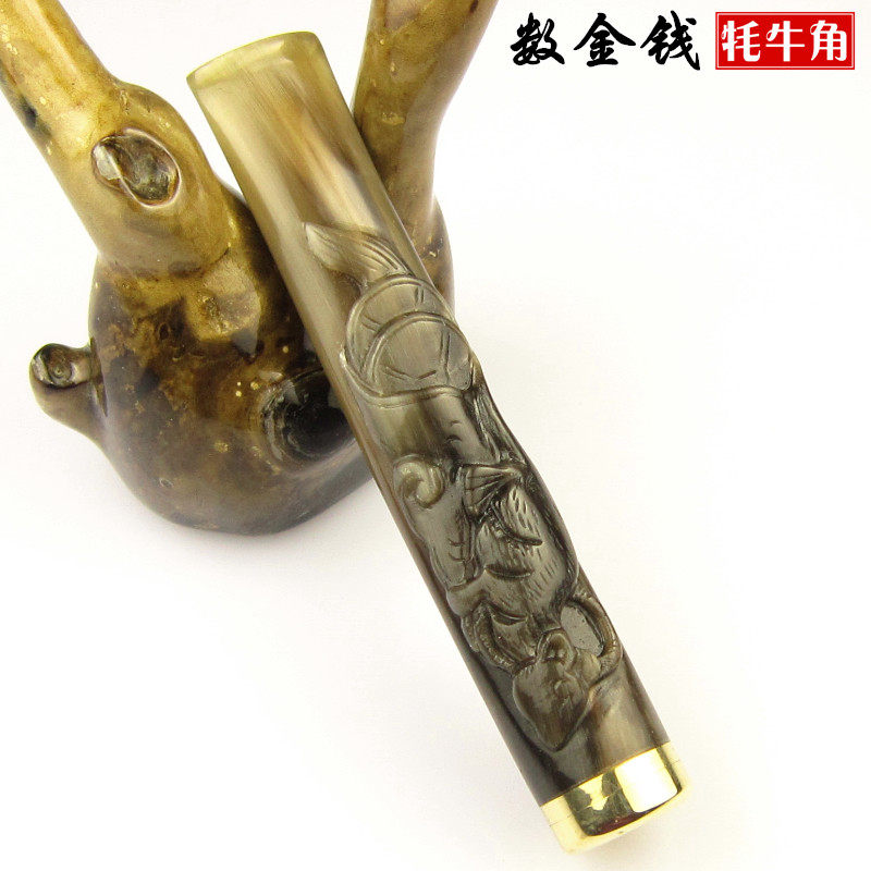 雕刻牦牛角烟嘴厂家直销正品 双烟嘴
