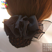 交错织带纱盘发发网 韩版 服务职业网兜员工工作头花发夹发饰头饰