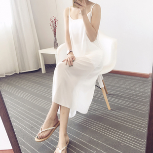 内搭单层雪纺衬裙吊带背心打底裙A型裙 透视性感内衣 宽松大码 夏季