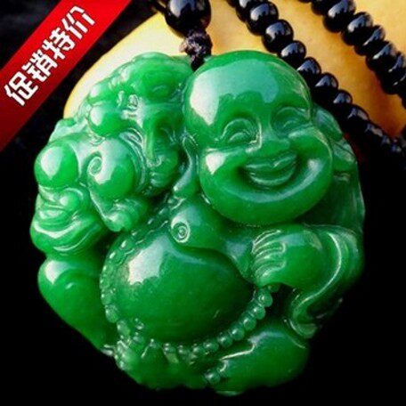 祖母绿缅甸翡翠弥勒佛吊坠帝王绿干青铁龙生佛公戏貔貅挂件毛衣链