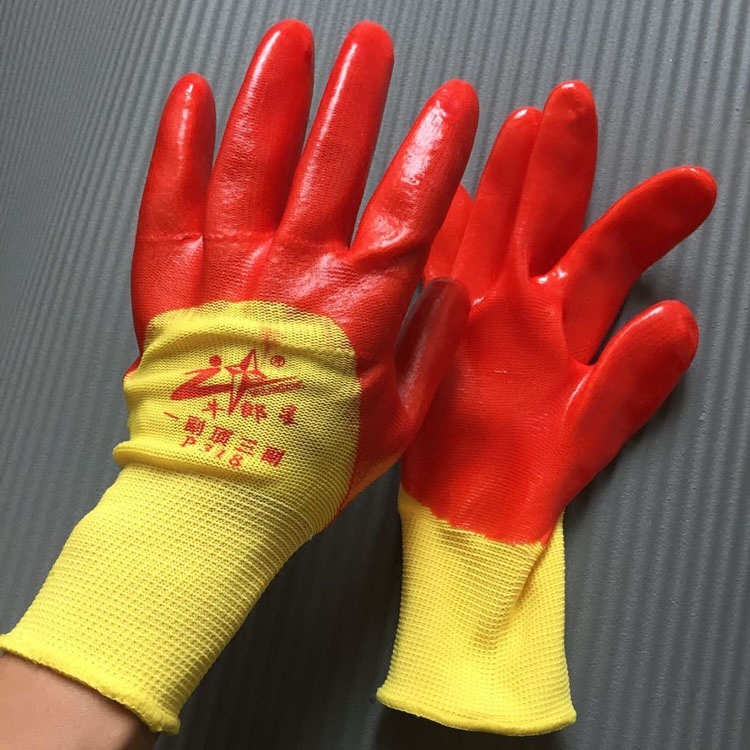 包邮正品牛郎星p318半挂型浸胶pvc手套防滑耐油耐磨耐用劳保手套