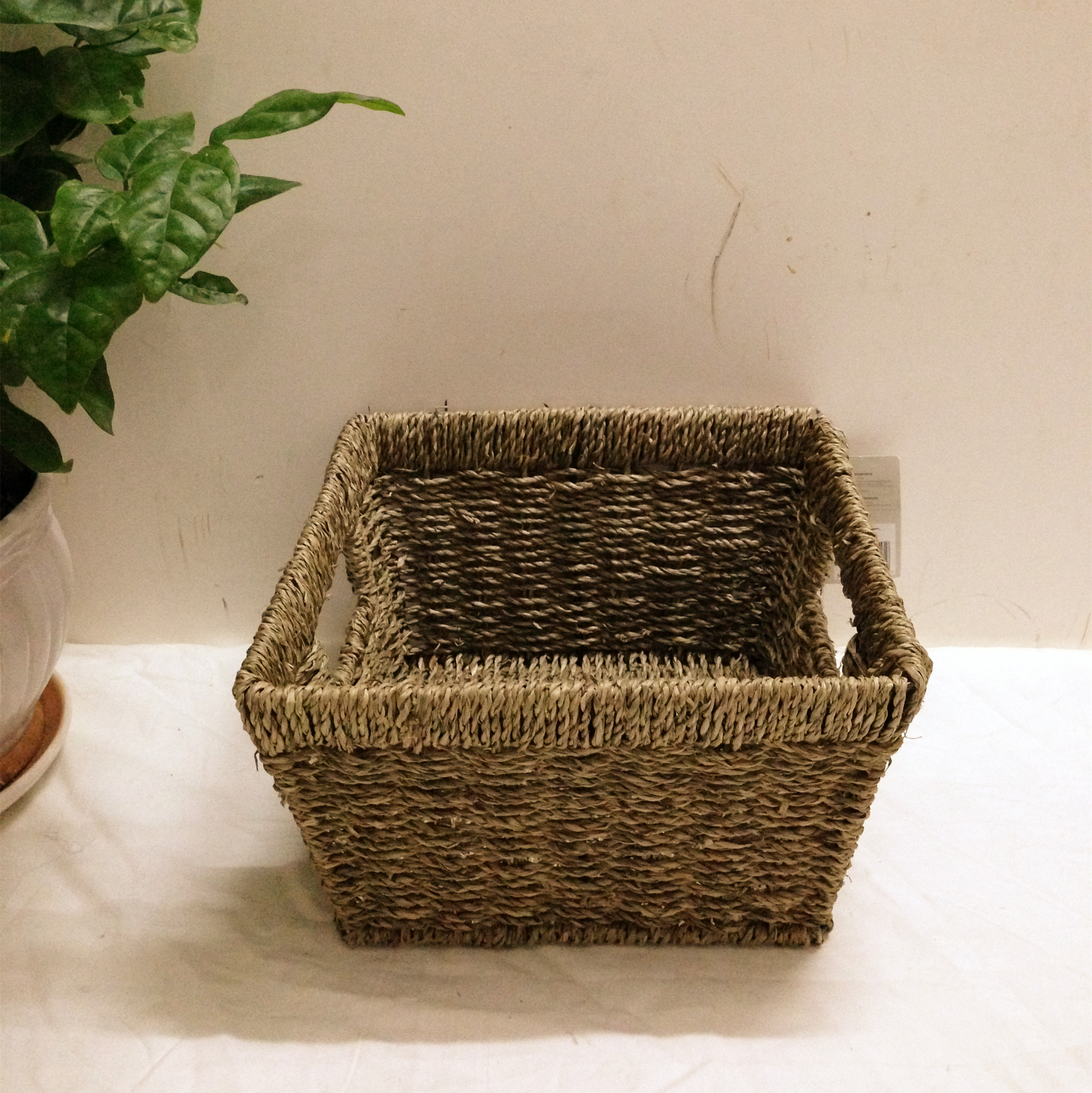 艺然天成方形草编非柳编藤编果篮花篮化妆品收纳筐零食首饰收纳盒图片