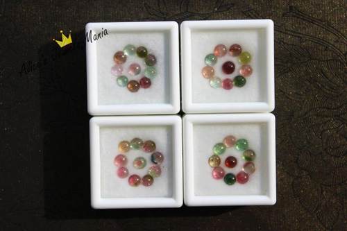 S29碧玺巴西玻璃体多色镶嵌裸石圆形戒面组合10颗一组直径4mm现货