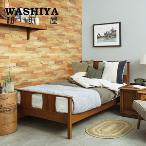 【和纸屋】美式自然风木纹卧室背景墙 进口日本墙纸壁纸 按米卖