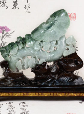 a货老坑精雕如意翡翠玉器件包邮